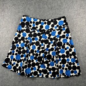 Becky & Max Womens Polka Dot A-Line Skirt 12 Blue Black Button Front